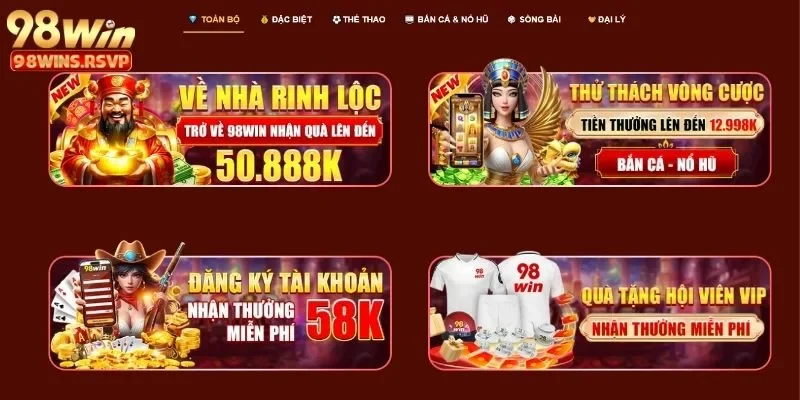 98Win 45 Điểm danh ưu đãi 98Win khủng